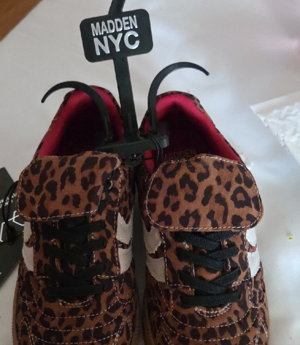 Steve Madden Kids Leopard Print Sneakers in Brown and Black with Pink Lining